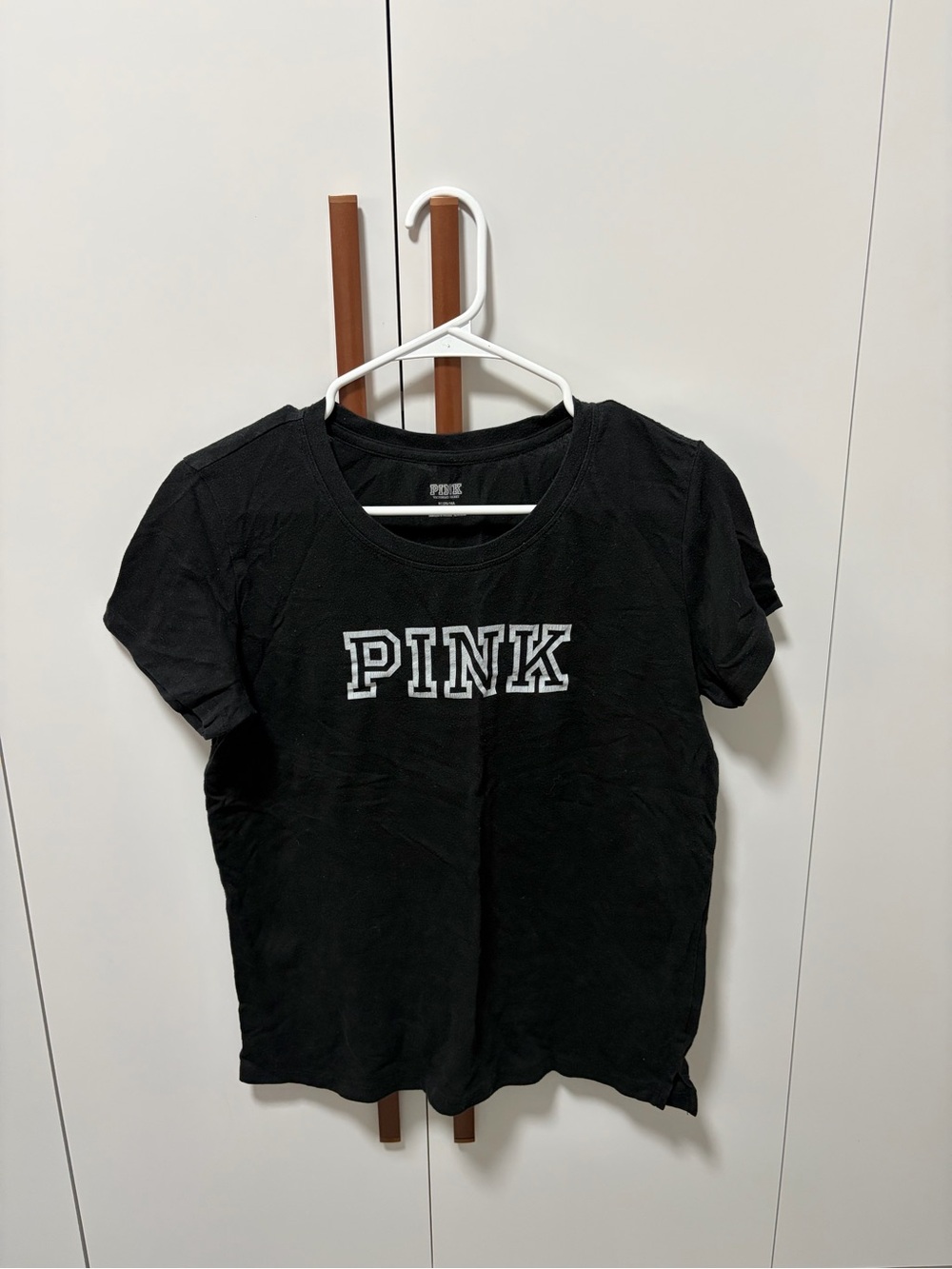 PINK Victoria's Secret Black Short Sleeve Tee with White Logo